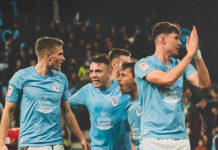 Los jugadores del Celta celebrando un gol esta temporada